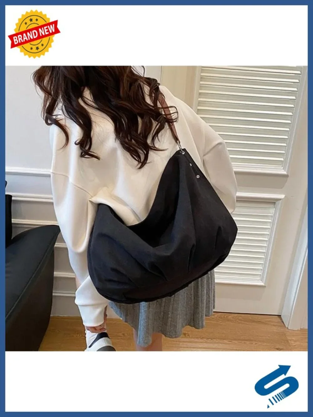 Large Canvas Hobo Bag Slouchy Crescent Crossbody Shoulder Tote Purse Work